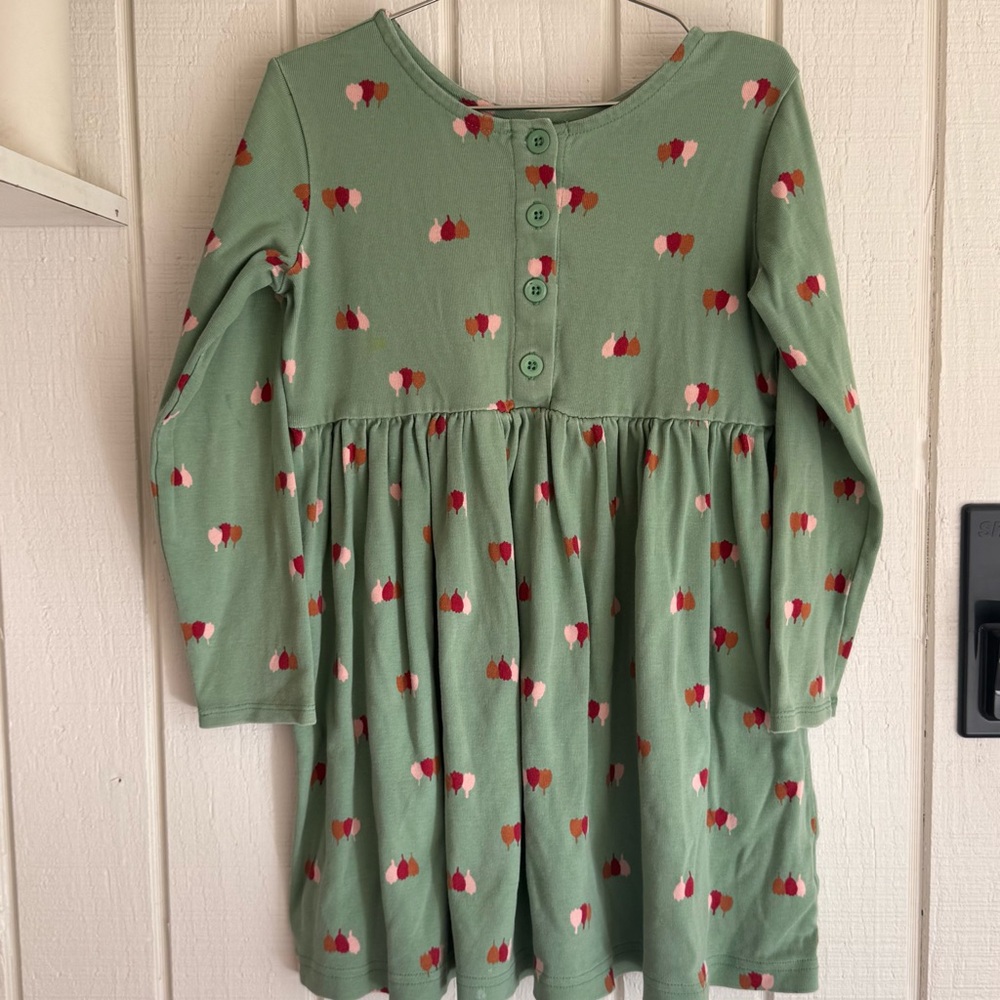 Hanna Andersson Green cotton Dress with flower print 6-7 years 120